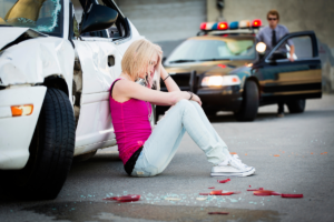girl after a car crash and metro police las vegas is there to help