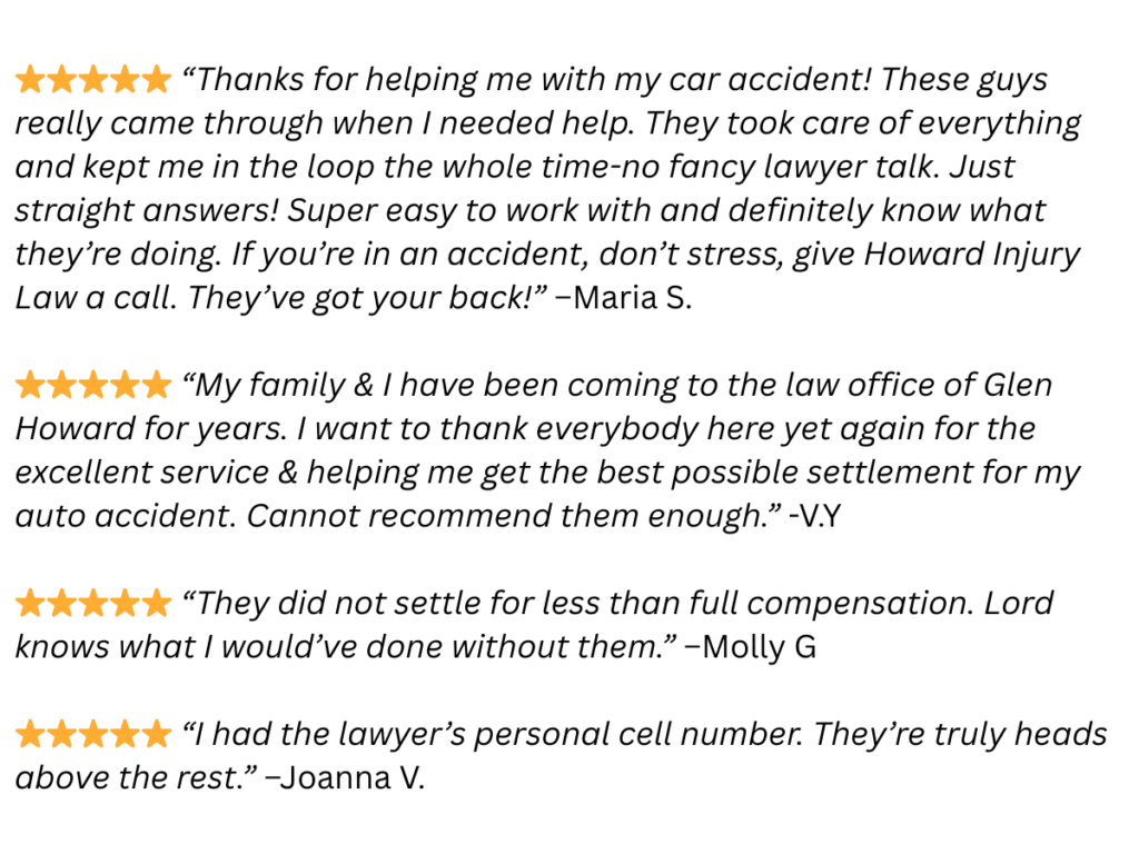 Howard Injury Law Client Testimonials