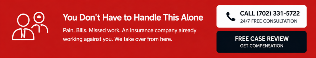 Personal injury law banner with call to action, free consultation and phone number (702) 331-5722