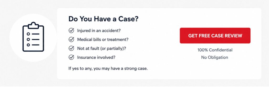 Personal injury case evaluation checklist with free case review call to action